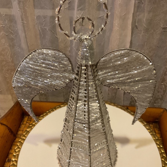 Beautiful Metal Wire Beaded Angel Tree Topper/Table Decoration - Picture 2 of 12